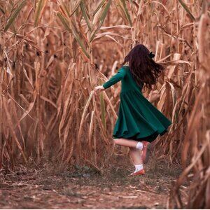 Twirl Dress in Dark Green